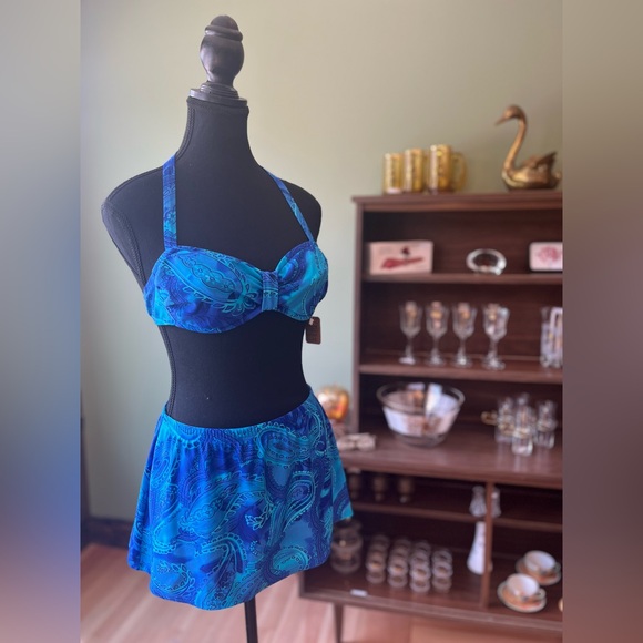 Christina Other - Vintage 90’s Blue Paisley “Christina” Two-Piece Swimsuit, Small